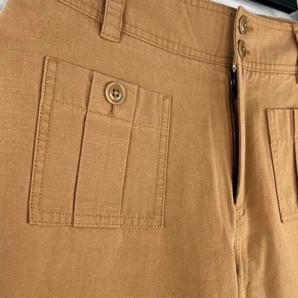 NWOT Sundance Voyager Trouser Cotton Crop Wide Leg Pants Cashew Brown Size P8 - Picture 4 of 6